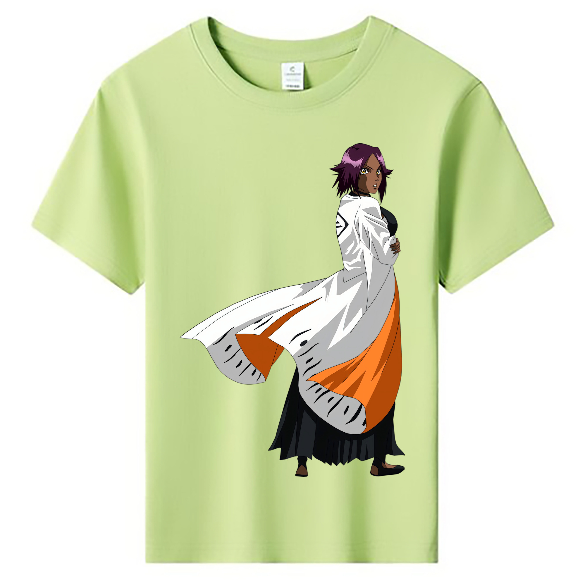 （画像用） ブリーチ 四楓院 夜一（しほういん よるいち） BLEACH Shihouin Yoruichi 綿100％キッズTシャツ（フロントプリント）